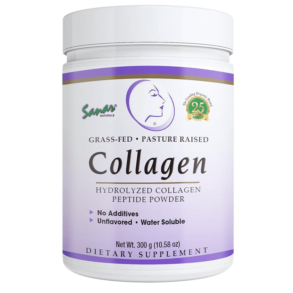 Peptides de Collagen Sanar Naturals Polvo, Desflavorado - Pelo, Piel, Nail, Soporte Conjunto - Reducir las arrugas y mejorar la elasticidad de la piel - Suplemento de Collagen Hidrolyzed, 10.58 oz