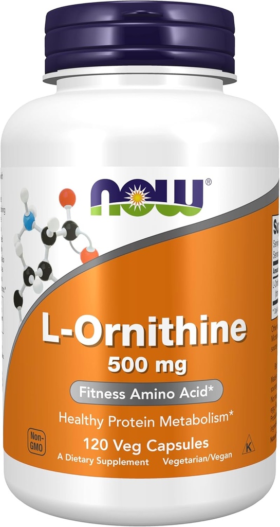 AHORA Suplementos de alimentos, L-Ornithine (L-Ornithine Hydrochloride) 500 mg, Amino Acid, 120 Veg Capsules