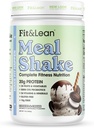 Fit " Lean Meal Shake, Fat Burning Meal Replacement, Meal Replacement with Protein, Fiber, Probiotics and Organic Fruits " Vegetables, Cookies y Crema, 1lb, 10 Servings Por Container