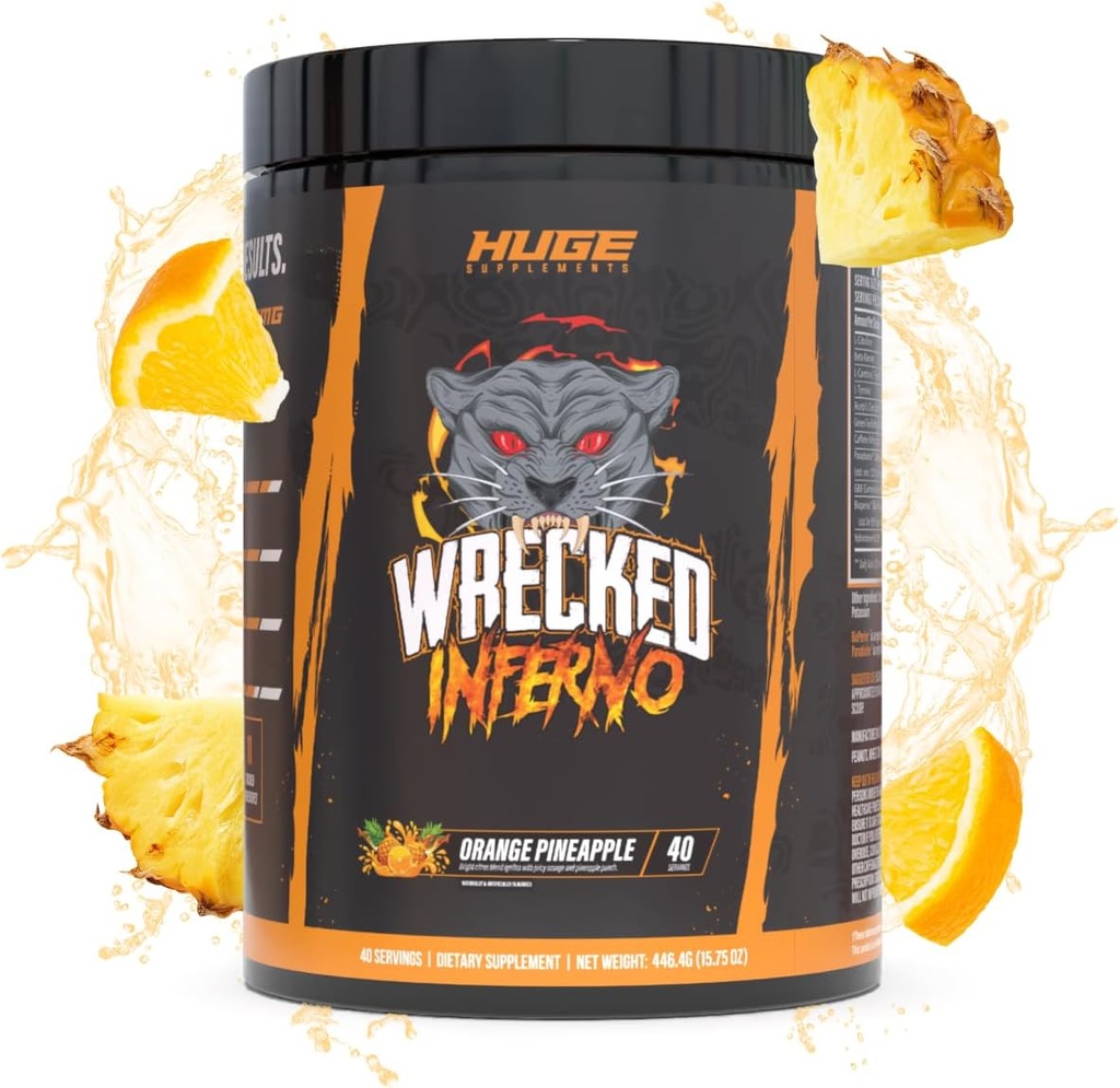 Wrecked Inferno - Thermogenic Pre Workout For Men &amp; Women, Increase Energy, Boost Thermogenesis " Metabolism, Enhance Exercise Performance - Contiene L-Citrulline, L-Carnitine, Beta-Alanine " Más