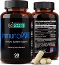 ELEAN Immuno PWR- enriquecido con Zinc, Selenium, Amino Acid Lysine y Astragalus Root Extracto para Sintesis Collagen, Salud Tiroidea, Apoyo Mineral, Energía e Immune Health 90 Veg Capsules.