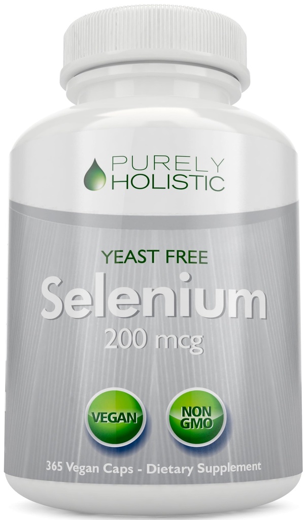 Selenium 200mcg - 365 cápsulas Vegan no Tablets - Pure &amp; Yeast Free L-Selenomethionine for Improved Absorption - Thyroid, Heart, and Immune System Support - Antioxidant Trace Mineral - Made in USA