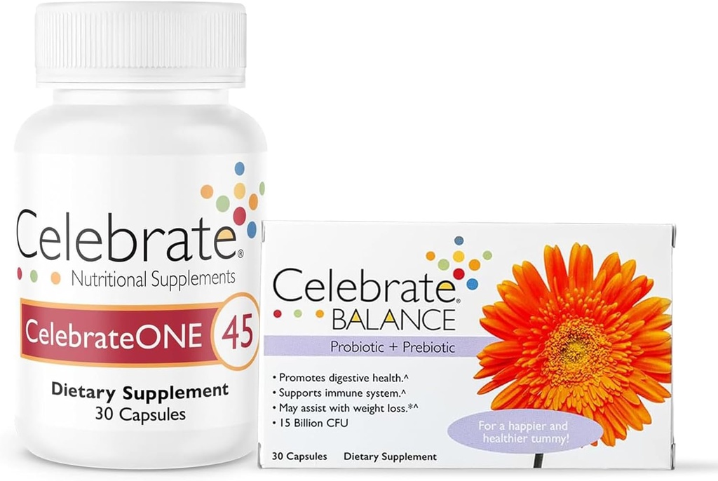 Celebrar UNO 45 Multivitamínico con Iron y Balance Probiótico Bundle – Vitaminas Bariatricas para la Gastrectomía de Bypass Post-Gástrica – Soporte integral nutricional y digestivo