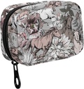 Fustylead Running Horses and Flowers Travel Pill Organizer Case Zipper for Purse with Removable Weekly Pill Box for Medicine, Vitamina, Supplement Medicine Organizer