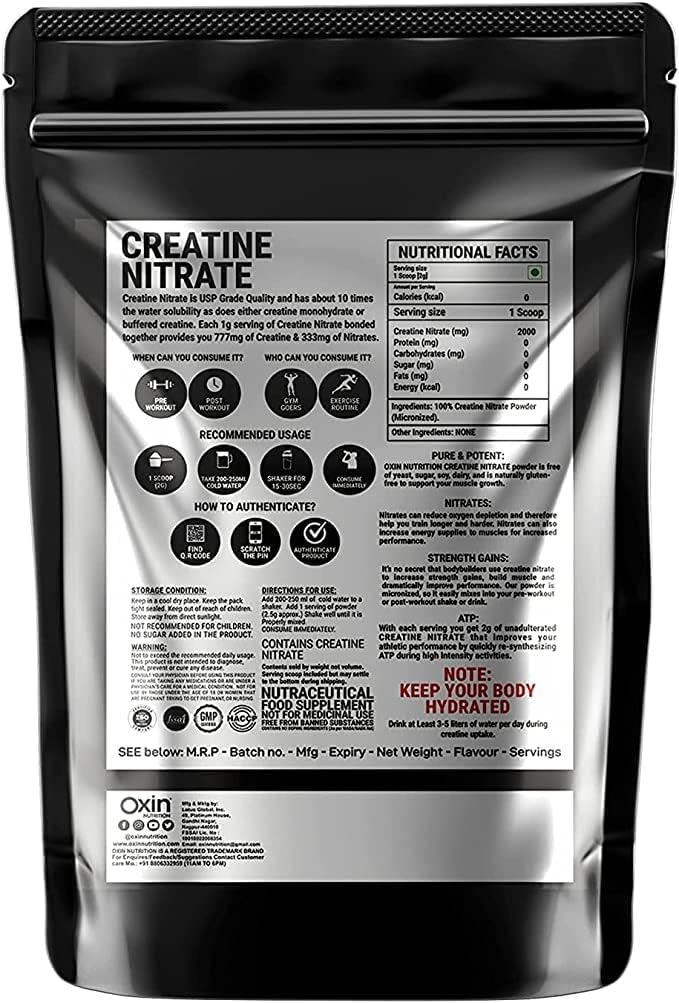 Flacon Creatina Nitrato Pre Workout Suplemento Polvo 50 Gramos, 1.7637 Ounce