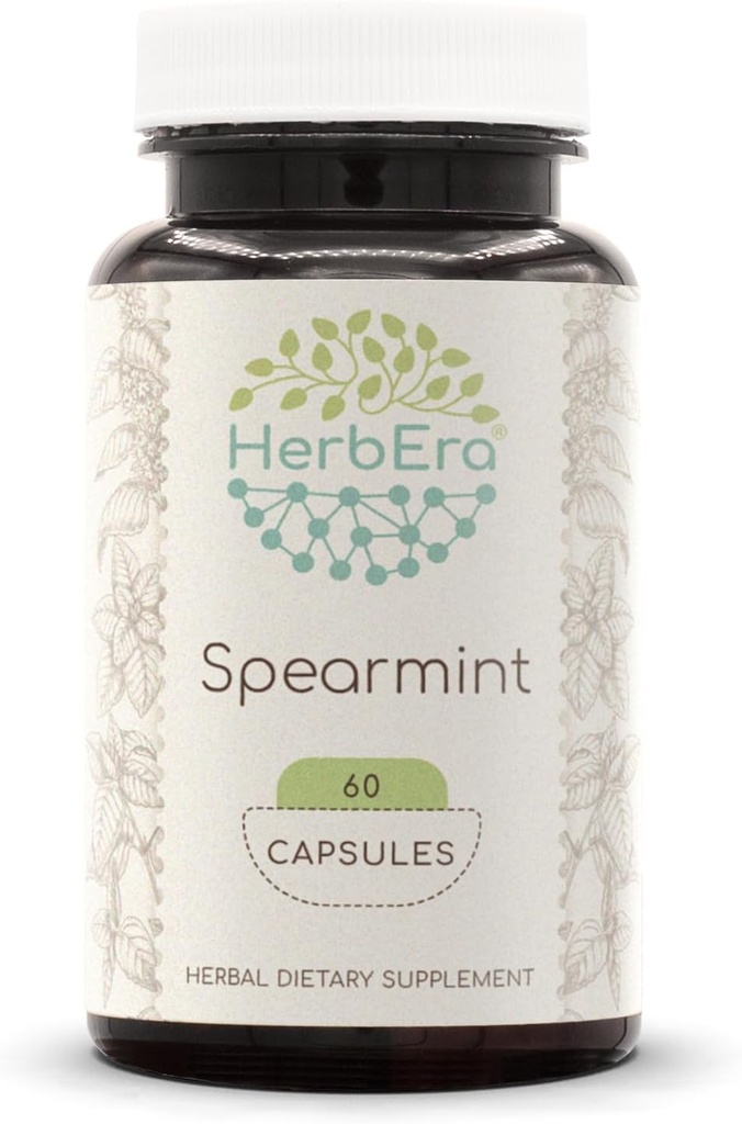 HerbEra Spearmint 60 cápsulas, 500 mg, Spearmint (Mentha spicata) Hoja seca (60 cápsulas)