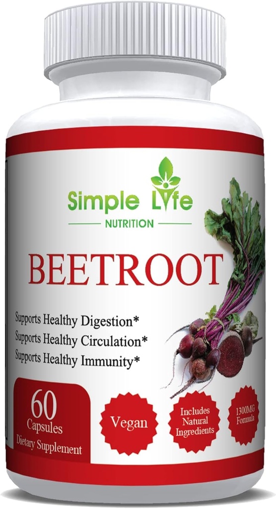 Orgánica de la bobina de la bobina - Nitric Oxide Booster para Hombres &amp; Mujeres - Organic Non-GMO Gluten Free Vegan Beets - 60CT