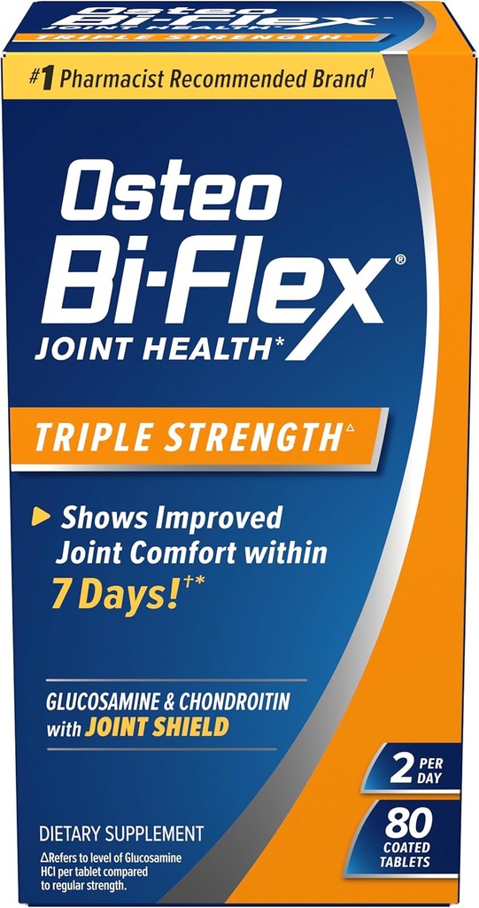 Osteo Bi-Flex Triple Strength, Glucosamine Chondroitin with Vitamin C Joint Health Supplement, Coated Tablets, 80 Count