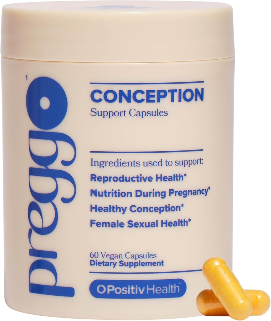 O Positiv Preggo Conception Support Capsules for Women - OBGYN-Formulated Prenatal Vitamins with Clinically-Studied Ingredients - CoQ10, N-Acetyl Cystein - Female Sexual Health, 60 Ct (Pack of 1)