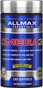 ALLMAX Nutrición Omega 3 Concentrado de aceite de pescado de agua fría ultra puro, 180 Condes