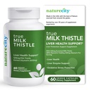 NatureCity TrueMilkThistle ← Milk Thistle Suplemento 525mg TENIDO Milk Thistle (80% silymarin) que contiene 420mg de Silymarin Silencio Antioxidante Apoyo Silencioso Apoyo al Vivo Suplemento TEN 60 Veggie Capsules
