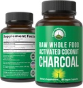 Rendimiento de pico Cápsulas de carbón vegetal activadas de coco coco silvestres cosechados. Mejor suplemento de cáscaras de carbón seguro para Detox, Gas Relief, Bloating. para Hombres y Mujeres 90 Todas las tabletas naturales
