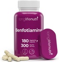 LongLifeNutri Benfotiamine 300mg – 180 cápsulas vegetarianas, 6 meses de suministro, grasa-soluble B1 suplemento de tiamina para energía y bienestar, laboratorio probado, hecho en EE.UU.