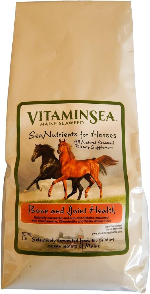 VITAMINSEA Horse Kelp Dried Seaweed Suplemento  All Natural Dietary Nutrients for Horses Н Kelp Flakes with Glucosamine, Chondroitin, White Willow Bark for Bone and Joint Health ← 10 LB