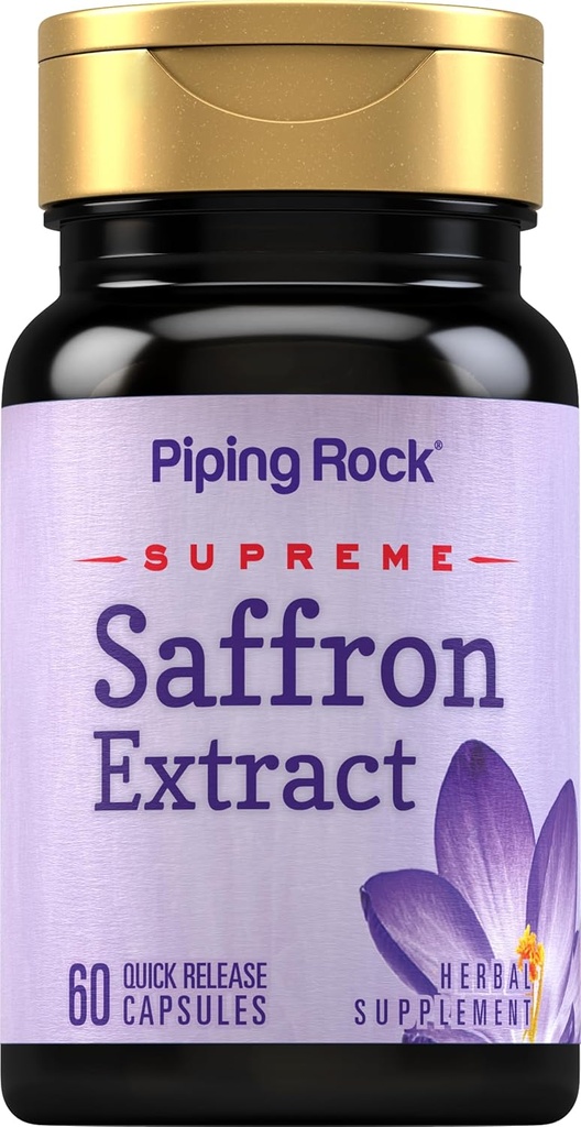 Piping Rock Saffron Extract Supplement tención 60 Capsules  Pills for Women &amp; Hombres