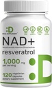 NAD+ Resveratrol Suplemento 1000mg Por Serving, 120 Veggie Capsules TENIDO 2-en-1 Extra Strength NMN Supplement Alternative TEN NAD for Women ' Men ANTE Promote Energy, Anti-Aging &amp; Cell Regeneration – Non-GMO