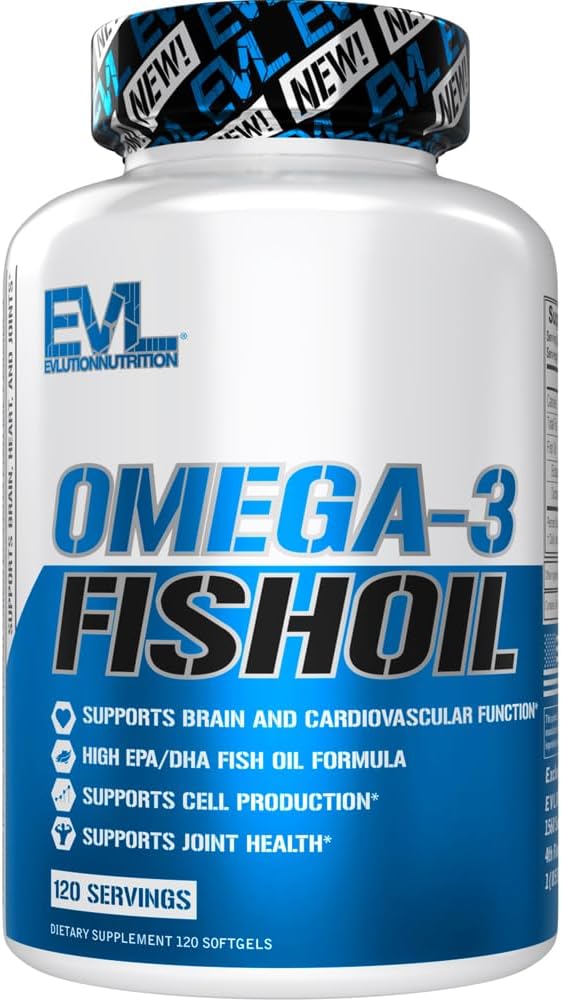 Evlution Nutrition Triple Strength Omega 3 Fish Oil - Burpless Fish Oil EPA DHA Omega 3 Suplemento en Easy to Swallow Citrus Flavor Softgels - Enteric Coated Fish Oil Suplemento - 120 Conde