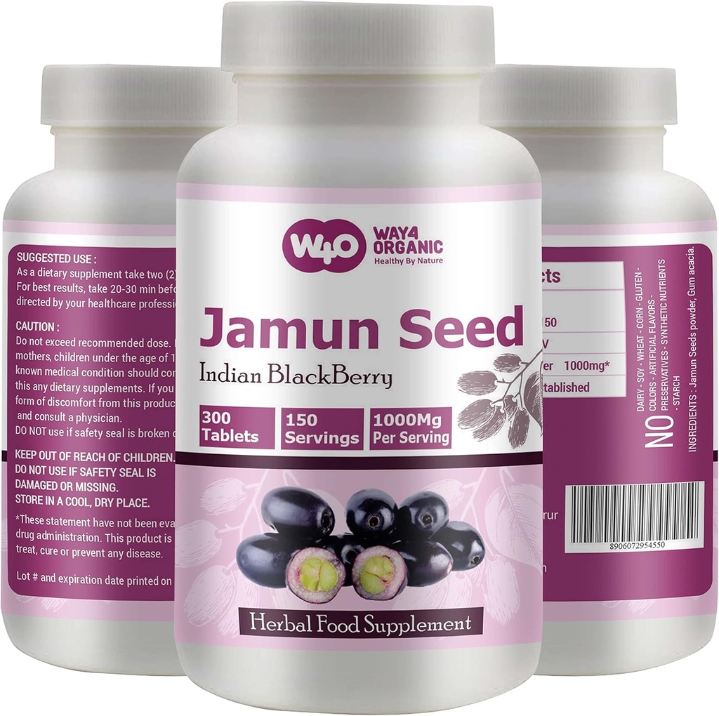 Jamun Seed Capsules (Tablas) - 300 Pills, 150 Servings, 1000 mg- (Indio BlackBerry - Eugenia Jambolana) (Pack of 1)