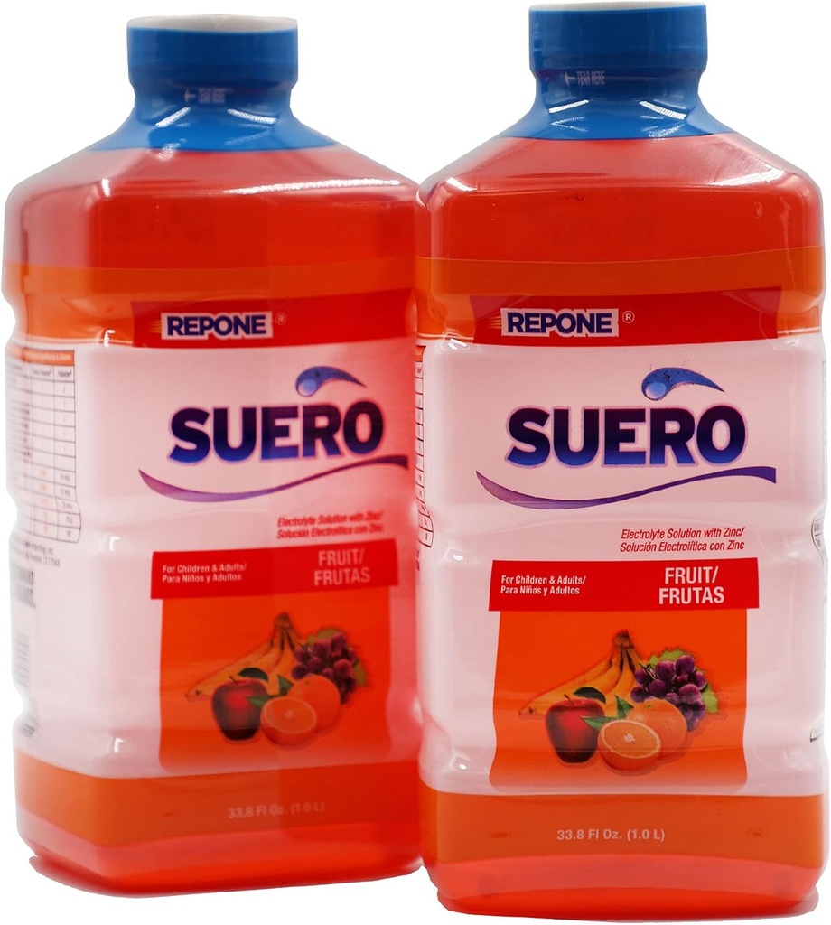Solución electrolítica de SUERO con zinc, rehidratos, restores minerales y nutrientes, sabor a fresa, 33.8 Fl Oz (Pack of 2)