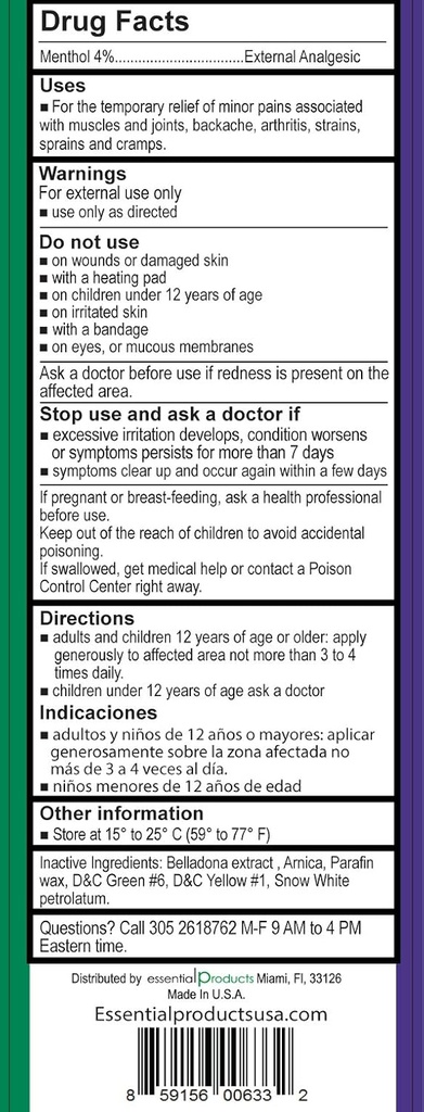 Belladona y Arnica Analgésico ungüento 5 oz (141g) Paraben Gratis