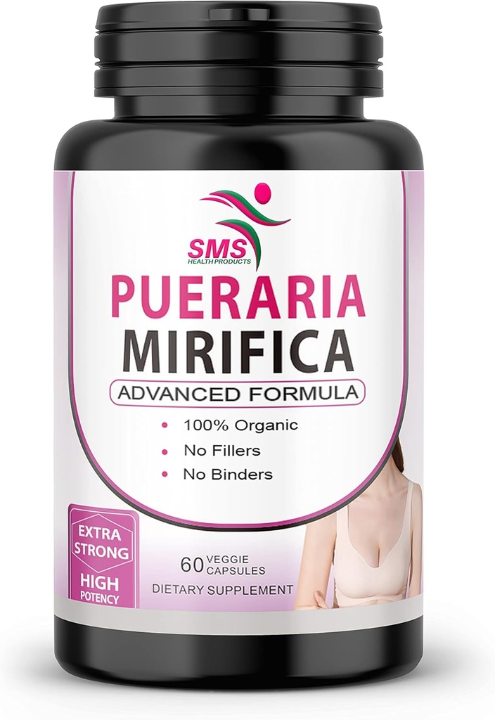 Píldoras de suplemento Pueraria Mirifica (Kwao Krua Kao) - Pure Root 10:1 Pólvora de extracción blanca concentrada de Tailandia, Premium Organic - promueve la salud de las mujeres - 60 cápsulas de verduras.