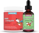 WONDER PAWS Heart + Vitality Superhero Chews Plus Milk Thistle Drops - para perros Heart Health, Circulation, Liver & Immune Support - Heart + Vitality 90 Chews - Milk Thistle Drops 2 Ounces