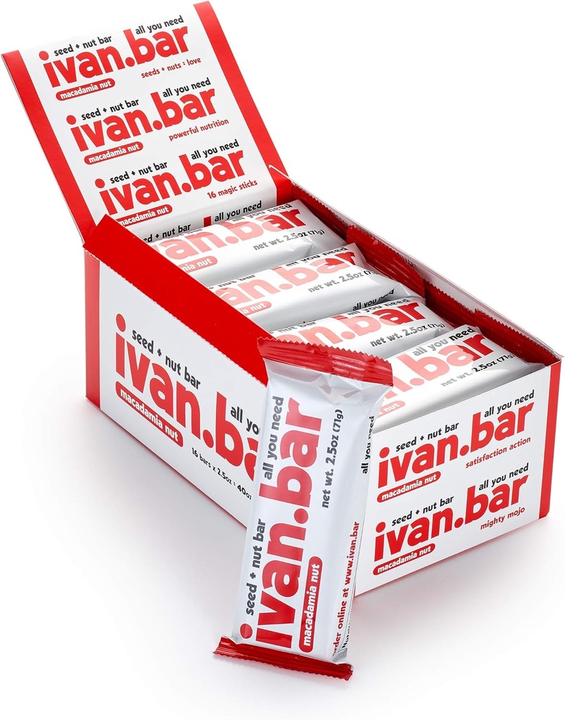 Protein Packed Energy Snack Bar | Provides Healthy Energy | Vegan, All Natural Ingredients | Soy, Dairy & Gluten Free (Almond Macadamia, 2.5 Ounce (Pack of 16 Bars))