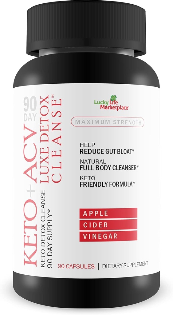 90 días Keto + Acv Luxe Detox Cleanse - Psyllium Keto Detox Cleanse 90 Day Supply - Ayuda reducir el brillo de Gut &amp; Belly Size - Full Body Cleanser - Premium Keto Acv Luxe Cleanse Keto Lux