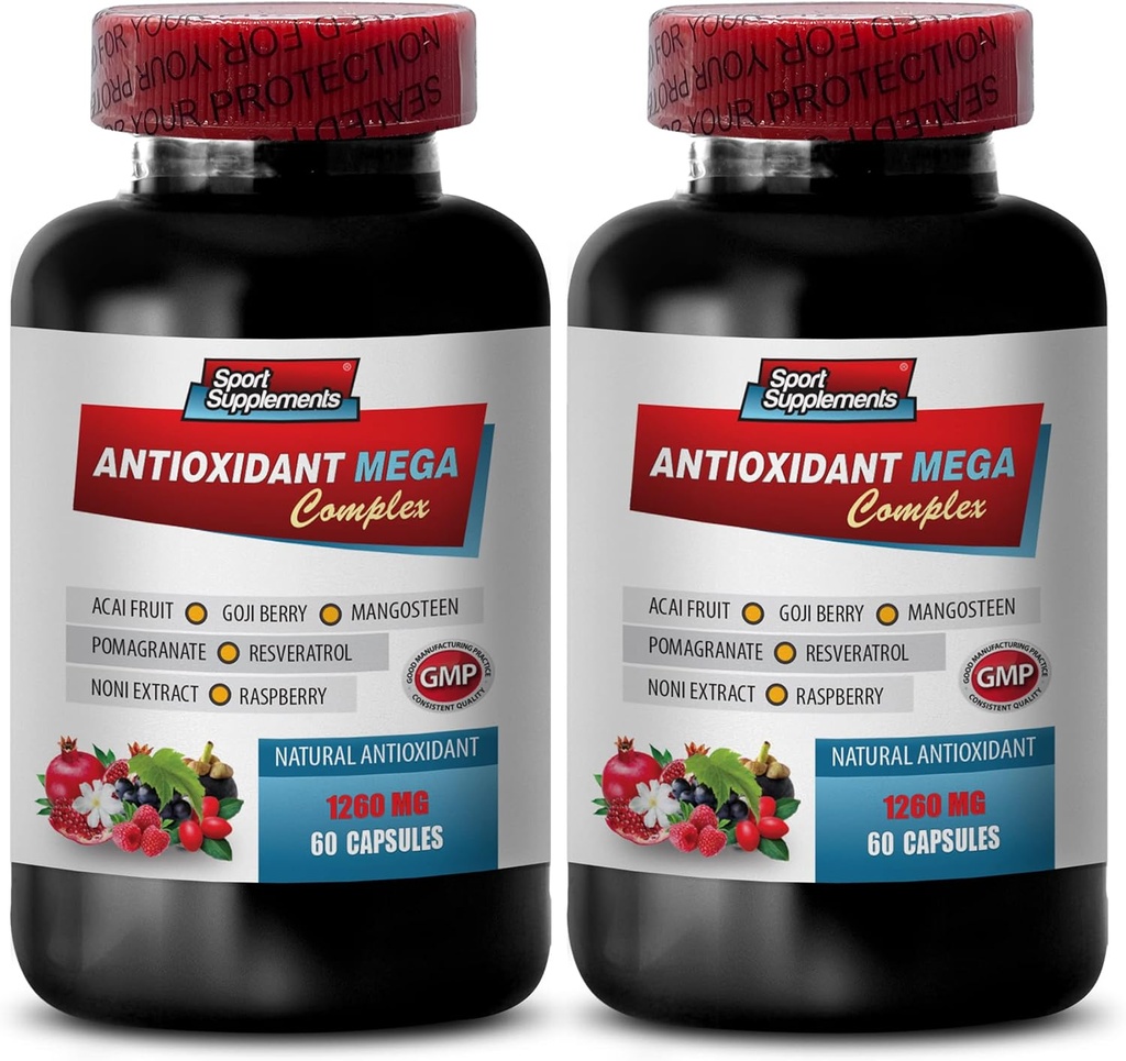 antioxidante multivitamina - ANTIOXIDANT MEGA COMPLEX 1440 MG - Reveratrol complex, Acai berry pastillas, Trans-resveratrol, Goji berry pastillas, cápsulas de extracto de granada, Mangosteen - 2B 120 cápsulas