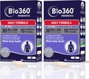 Bio360 Suplemento Probiótico para Hombres, 30 Billones CFU, 10 Strains, Fibras Prebióticas Orgánicas, Salud Digestiva e Inmunitaria, Estreñimiento ocasional, Diarrea &amp; Bloating, 30CT (2 Pack)