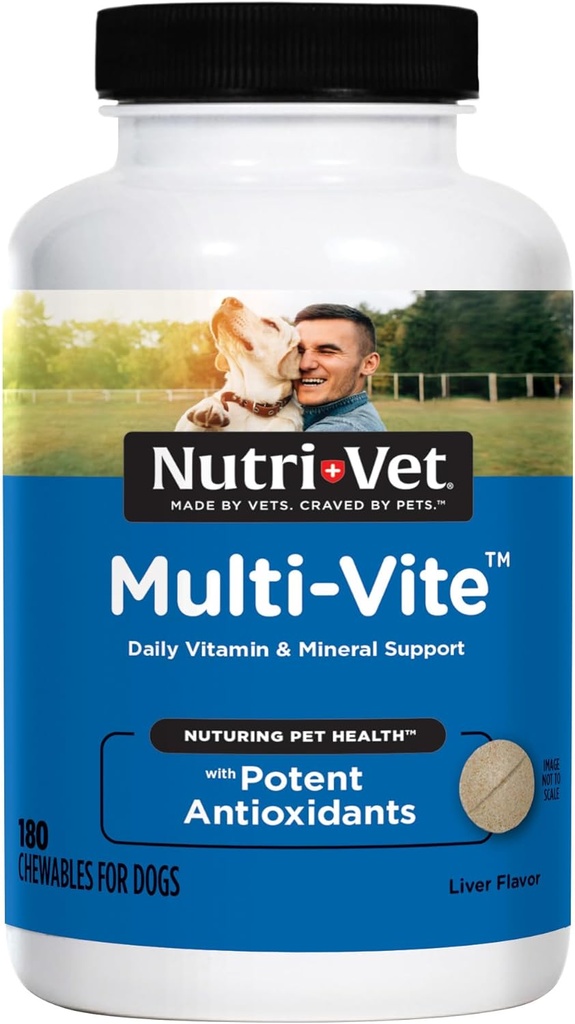 Nutri-Vet Multi-Vite Chewables for Adult Dogs, Daily Multivitamin & Mineral Supplement for General Health, Immune Support, and Balanced Nutrition, 180 Count