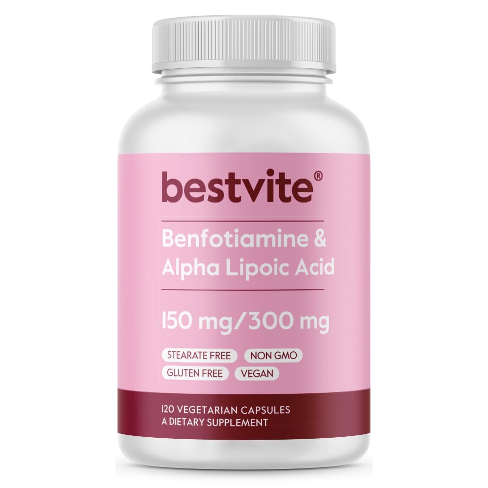 Benfotiamine 150mg / Alfa Lipoic Acid 300mg (120 cápsulas vegetarianas) - No Stearates - Vegan - Gluten Gratis - No GMO