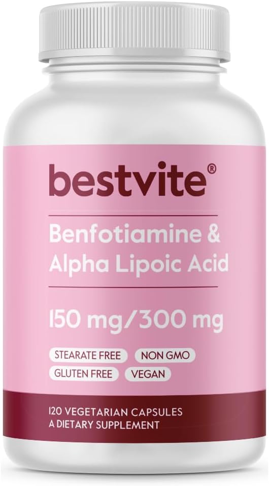 Benfotiamine 150mg / Alfa Lipoic Acid 300mg (120 cápsulas vegetarianas) - No Stearates - Vegan - Gluten Gratis - No GMO