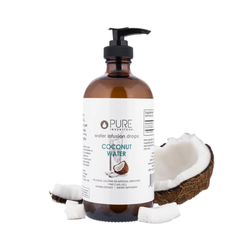 Invenciones puras Agua de coco - gotas de infusión de agua - No azúcar, calorías, o dulces artificiales - 500 porciones - 16oz Botella