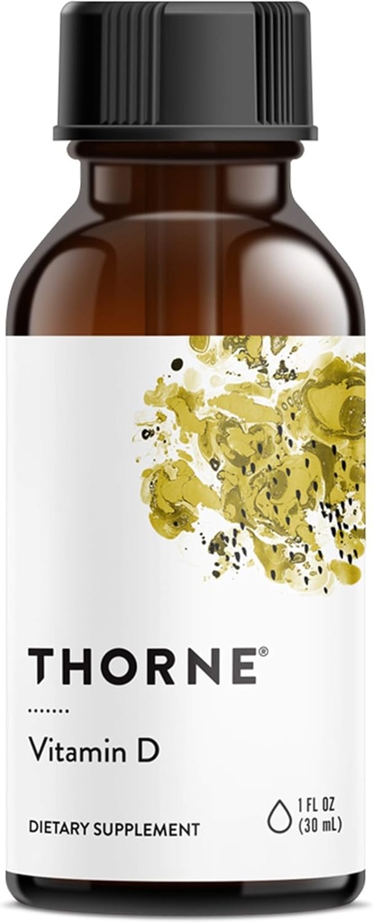 THORNE - Vitamina D Líquida - Suplemento Vitamina D - Soportes Huesos y Musculos saludables, Salud cardiovascular &amp; Función Inmunitaria* - 1 Fl Oz (30 ml) - 600 Servimientos