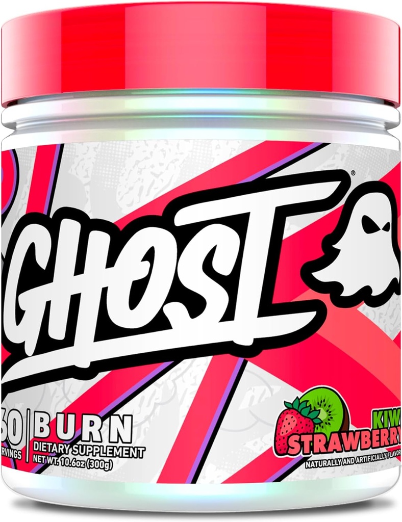 GHOST Burn Weight Management Powder, Kiwi Strawberry (60 Servings) - Metabolism & Energy Support Supplement for Men &amp; Women - Natural Caffeine, L-Carnitine &amp; L-Tyrosine - Soy &amp; Sugar-Free, Vegan