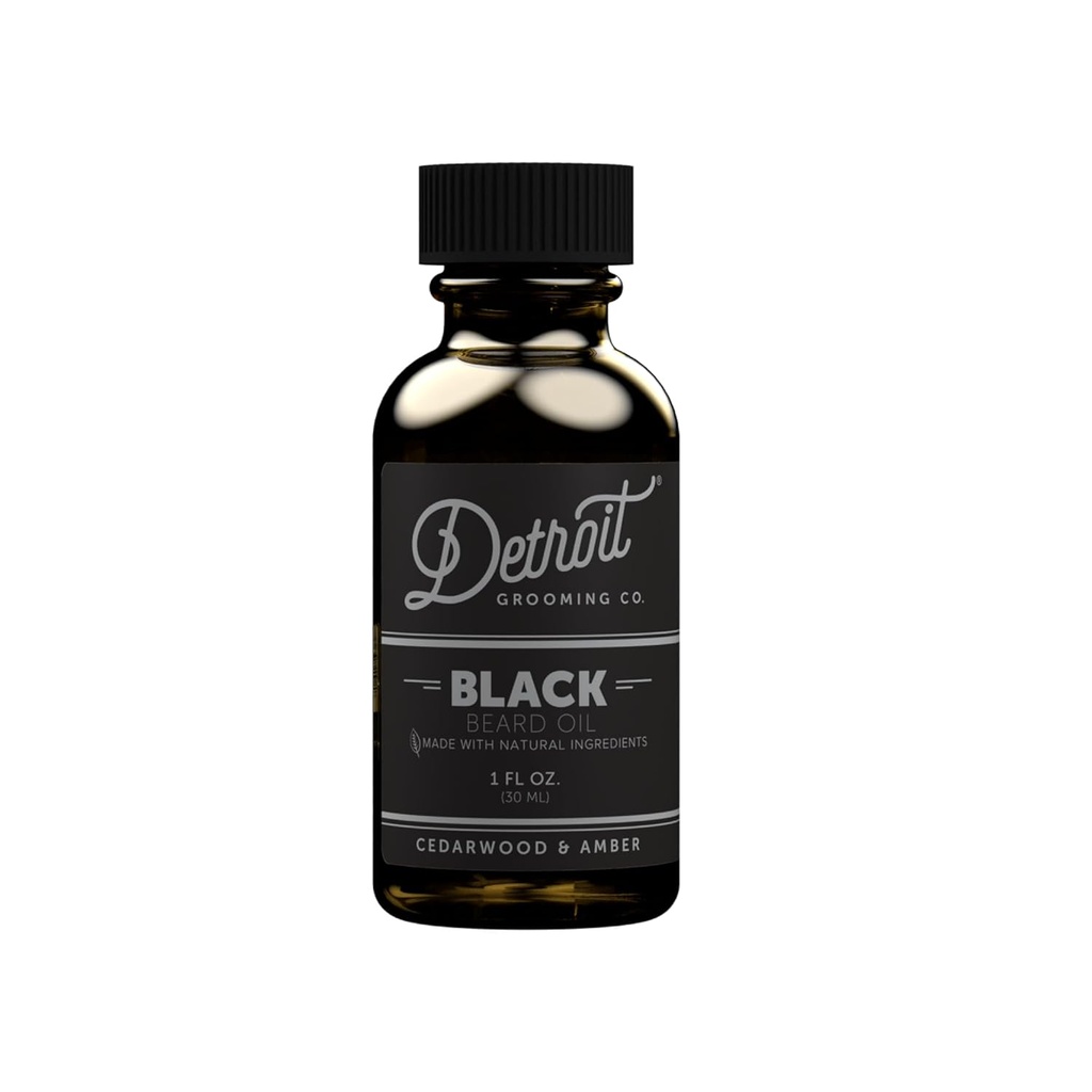 Detroit Grooming Beard Oil confidencialidad Hidrating " Nourishing Fórmula with Vitamin  durable Cedarwood " Ámbar • Negro (1 oz)
