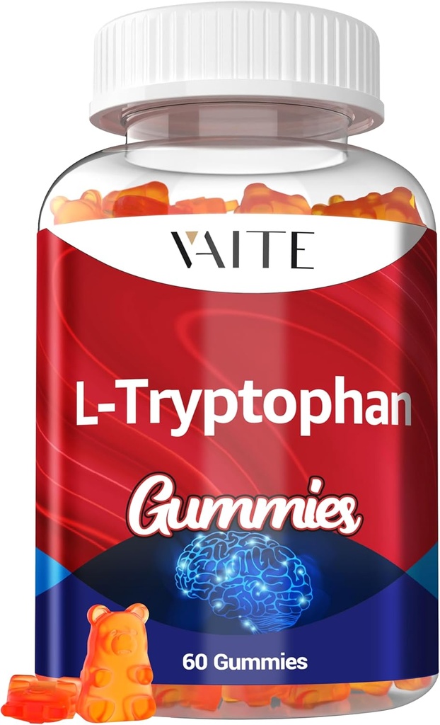 L Tryptophan 1000mg Gummies – Suplemento Chewable para Perspectivas Positivas, Apoyo a la calma " Equilibrio interno, 60 Vegan Gummy para promover Noches Restablecidas, Apoyo mental " Fomentar el sueño pacífico
