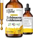 Wild &amp; Organic Echinacea Goldenseal Tincture - Immune Support Drops with Echinacea and Goldenseal Root Extract - Vegan, Sugar &amp; Alcohol-Free Liquid Supplement - 4 fl oz