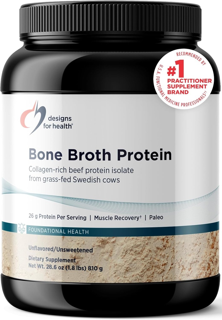 Diseños para Bono de Salud Broth Protein Powder - 26g Grass-Fed, Collagen-Rich Beef Protein Isolate – Desflavorado, Paleo, No GMO, Libre de Lácteos (30 Serviciones / 810g)