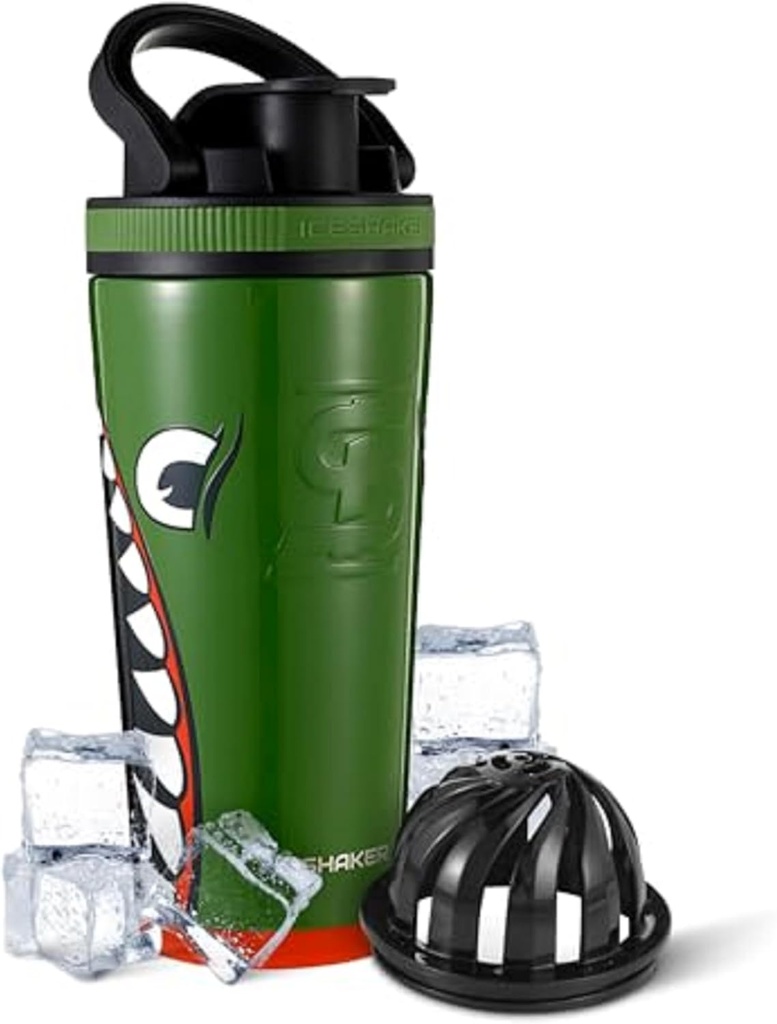 Ice Shaker Acero Insulado Botella de Acero Insonor Silencio 26oz, Bomber Silencio Cold for 30+ Horas Silencio Copa Insulado con Agitador Twist-on ← Botella sin Odor para Protein Shakes, Agua, Smoothies, Cocktails