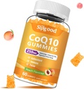 Azúcar CoQ10 Gummies, Plus Omega-3, Vitamina B3 y Zinc, Magnesio, 5X Alta Absorción Coenzima Q10 Suplementos, q10 Boost Cellular Energy, Potente Antioxidante & Cerebro, Peach Flavor, 60 Cts