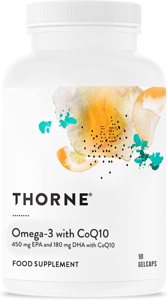 THORNE - Omega-3 con CoQ10 - Omega-3 ácidos grasos Suplemento con CoQ10 - EPA y DHA - 90 Gelcaps