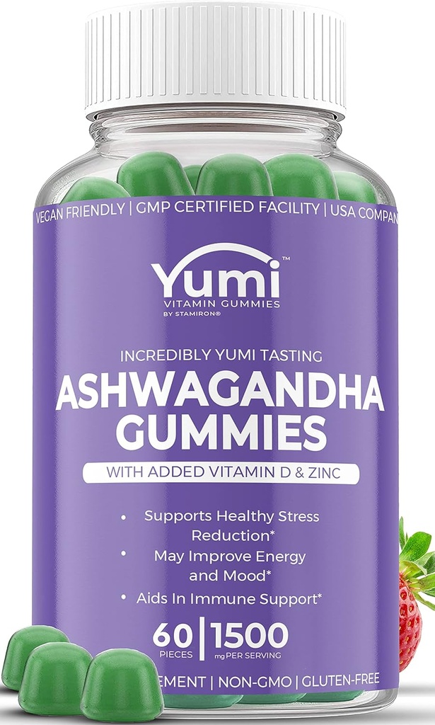 Ashwagandha Gummies Suplementos Vegan Friendly - Gummy Vitamins Advanced Compare to Capsules Tablets Pills Liquid - 60 Plant Based Gummies