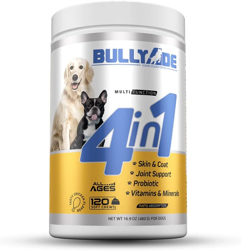 4 en 1 - Probiótico, Soporte Conjunto, Carne " , Mandíbulas suaves multi-Vitamin para perros, 16.9 oz