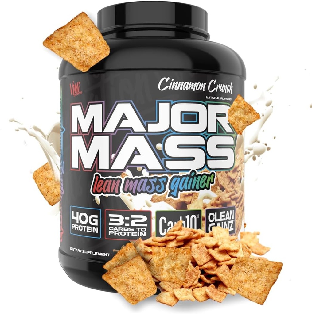 VMI Sports ← Major Mass Lean Mass Gainer ← Mass Gainer Protein Powder para la ganancia muscular ¦ Weight Gainer Protein Powder para hombres ← Weight Gainer for Women (Cinnamon Crunch, 4 libras)