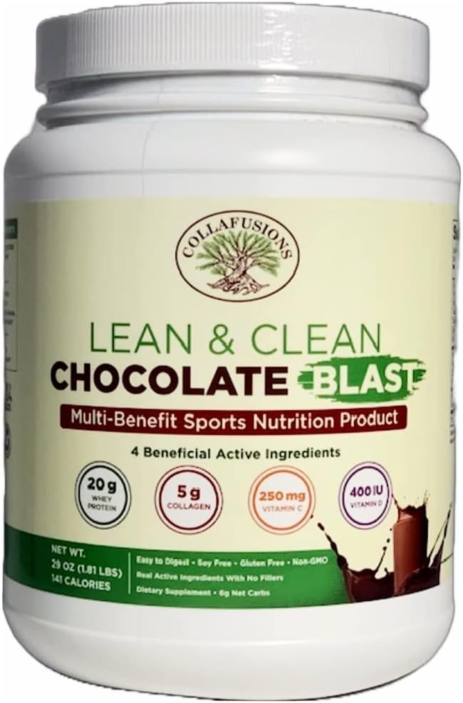 24 Servings, 20g Whey Protein Isolate, 5g Collagen Peptides, Vitamina C &amp; D, Salud, Belleza, Recuperación, Chocolate