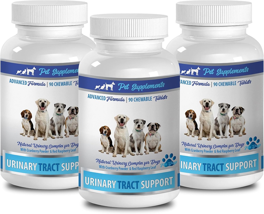 tratamiento de incontinencia urinaria para perros - DOG URINARY TRACT SUPPORT - NATURAL CRANBERRY SOLUTION - BLADDER HEALTH - VET RECOMENDADO - urinario de arándanos para perros - 3 Botella (270 Treats)