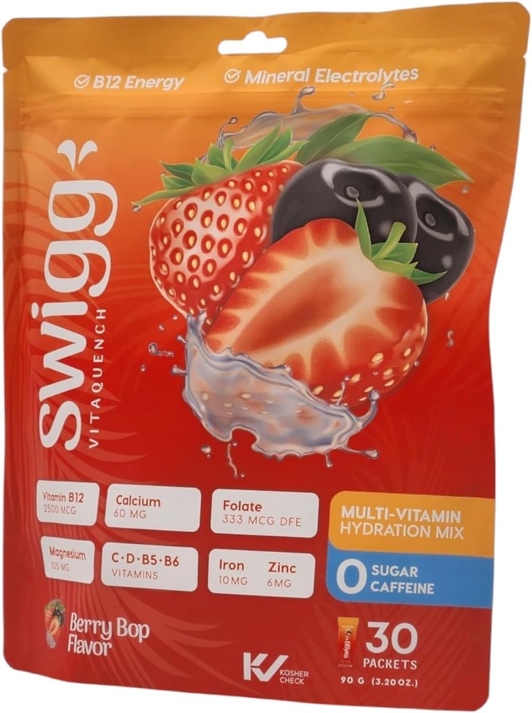 Electrolytes Powder Packets Daily Multi Vitamin Water Hydration Packet Powder No Sugar 2500 mcg B12, C + D + B6, Folate, Iron Zinc + More