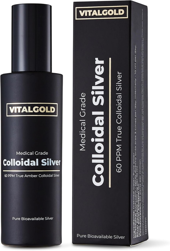 Verdadero Colloidal Plata 60 PPM - Gratis de Plata Iónica - 100 ml botella de vidrio con Atomiser Spray Cap